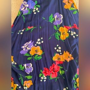 Anthropologie Maeve Vivienne Navy Blue Maxi Dress Floral Smocked